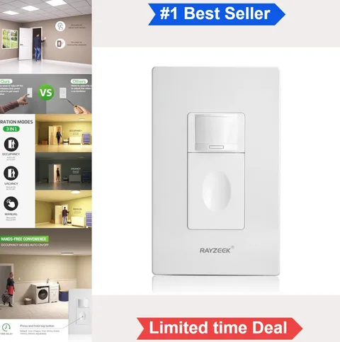 Motion Sensor Light Switch No Neutral Wire Required 5A Single Pole PIR Wall