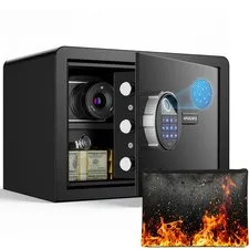 Small Biometric Safe, 0.8 Cuft Fingerprint Safe Box with Fireproof Bag, Caja ...