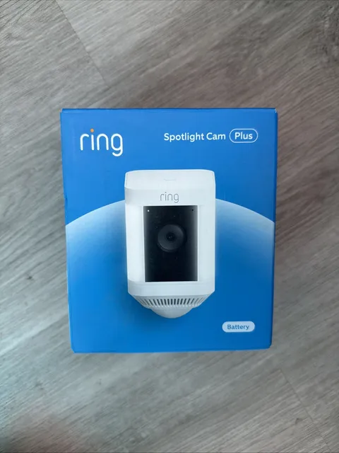 Ring - Spotlight Cam Plus Outdoor/Indoor Wireless 1080p Battery Camera - White