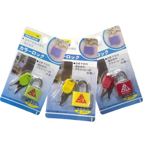Pack Of 3 Mini Padlocks Yellow/Green/Red Colour With 2 Keys Each Pack