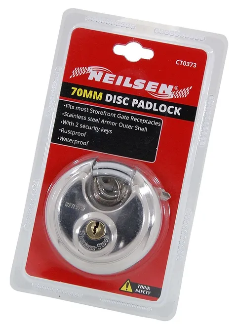 Round Padlock 70mm Stainless Steel Security Lock with 2 Keys for Gates Vans
