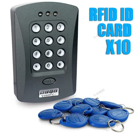 Door RFID Proximity Reader Access Control Keypad With 10 ID Cards Keyfobs NEW