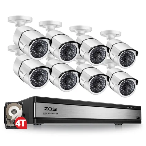 ZOSI 16CH H.265+ 5MP Lite DVR 1080P Security Camera System 4TB Remote Access