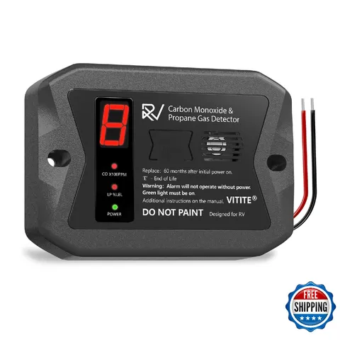 VITITE RV Carbon Monoxide Propane Gas Detector Dual CO LP Alarm Digital Display