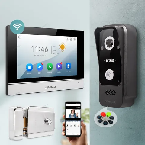 HOMSECUR 7" WIFI HD Video Door Phone Call Intercom With Lock Motion Detection