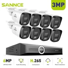 SANNCE 8CH 6MP NVR 3MP POE Security Camera System Audio Record Human Detection