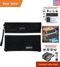 Upgraded 6500°F Fireproof Document Bag with Lock, Waterproof 9-Layer Heat Ins...