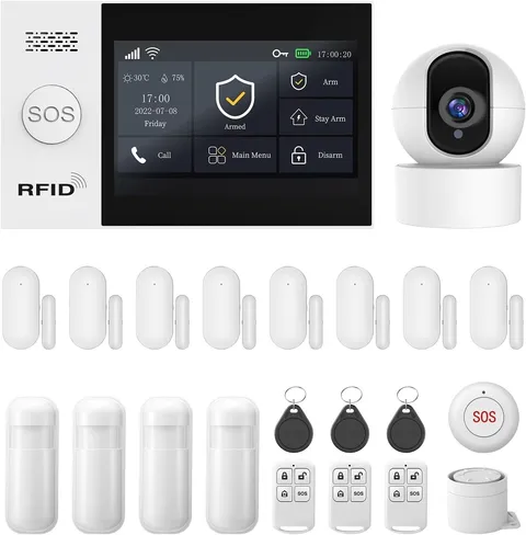 Wireless Home Alarm System with HD Security Camera,DIY Expandable Door Alarm ...