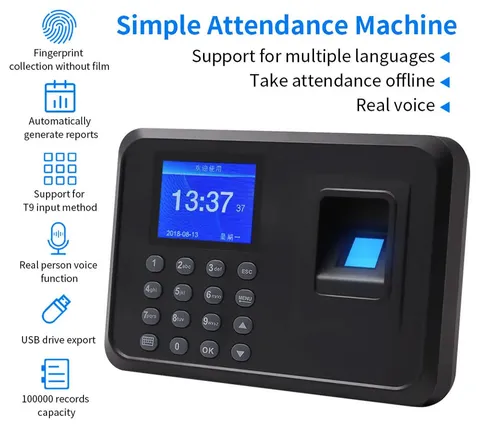 Fingerprint Attendance System Biometric Time Clock Employee USB Data Management