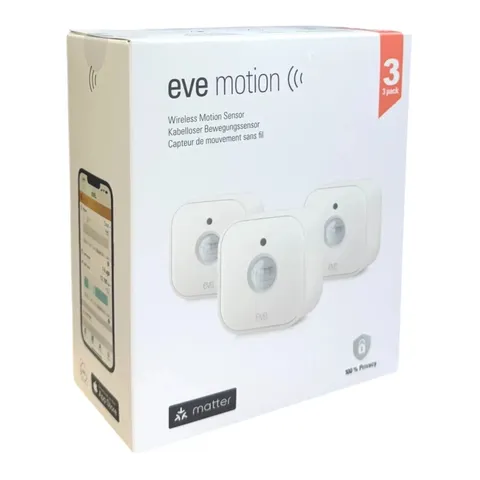 Wireless Motion and Light Sensor 3 Pack IPX3 Eve Motion Matter Google Home New