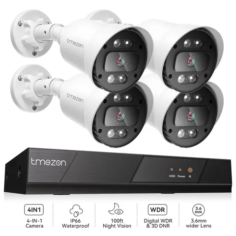 Home AHD/TVI/CVI/CVBS Camera System 4PCS 5MP Lite CCTV DVR HD IR IP66 Waterproof