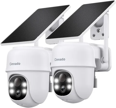 CINNADO 2-Pack 2K Solar Powered & Wireless Outdoor Cameras for Home Security