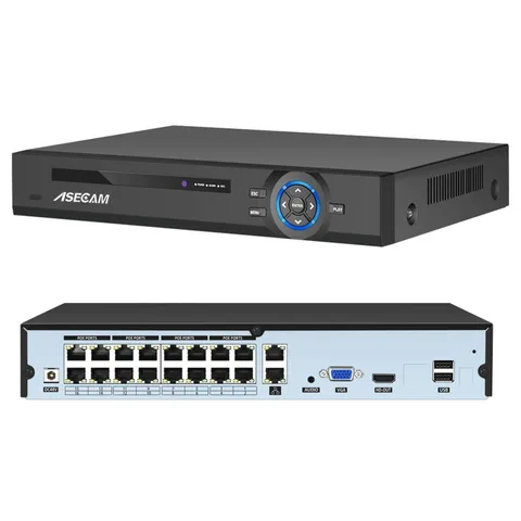 16CH 4K 8MP PoE H.265 NVR Video Recorder with AI Face Detection and Notifications