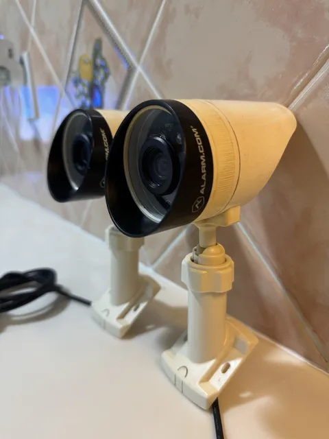 2 Pack Alarm.com ADC-V721W Outdoor Wi-Fi Security Camera w/ Cable Yellow Tint