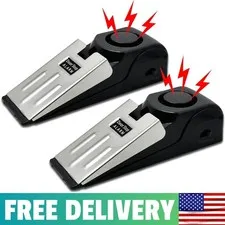 2 Pack Portable Door Stop Alarm, Door Stopper With 120db Loud Security Alarm, Tr