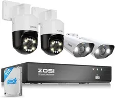 ZOSI 8CH 5MP 4PCS POE Security Camera System 2TB Color Night Vision 2-Way Talk