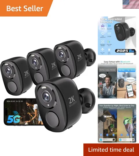 Comprehensive Outdoor/Indoor Home Security with 4-Pack 2K AI Motion Cameras