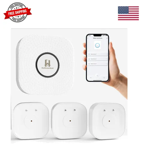 3-Pack Smart Water Leak Detector 110dB Alarm 500ft Range, WiFi Home Sensors f...