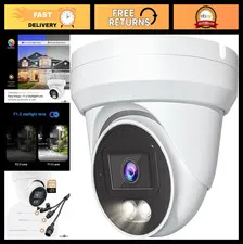 4MP PoE IP Turret Dome Camera - Outdoor Waterproof, Audio, 108° Wide Angle, NDAA