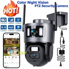 4K 8MP Dual-Lens PTZ WiFi 5G Security Camera 360° PIR Auto Tracking 2-Way Talk