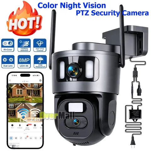 4K 8MP Dual-Lens PTZ WiFi 5G Security Camera 360° PIR Auto Tracking 2-Way Talk