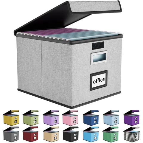 Huolewa Upgraded Portable File Organizer Box with Lid, Collapsible Linen Hang...
