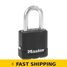 Master Lock Magnum Heavy Duty Padlock - Outdoor Weather Resistant Black