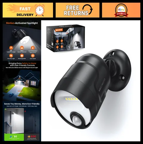 Rechargeable Motion Sensor Spotlight - 600 Lumen Waterproof Outdoor Light, 4000m