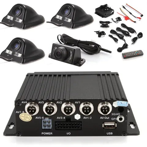 4ch Vehicle Car SW-0001A Mobile DVR Security Video Recorder +4 CCD Lens Camera