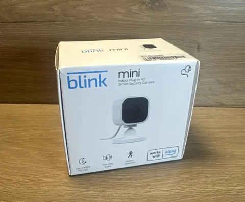 Blink Mini Compact Indoor Plug-In Smart Security Camera 1080p HD SEALED New
