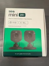 Blink Mini 2K+ (newest model) Plug in Home & Pet Indoor Security Camera 2 PACK