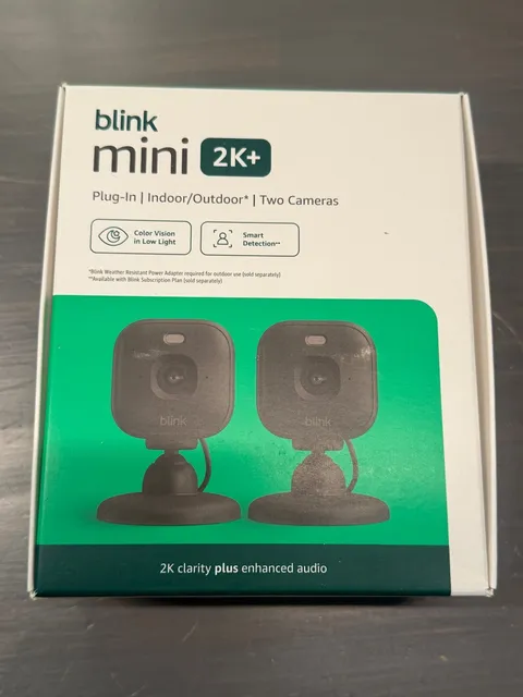 Blink Mini 2K+ (newest model) Plug in Home & Pet Indoor Security Camera 2 PACK