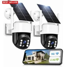Security Camera System 2 Pack Wireless Outdoor 4MP Full-Color Night Vision