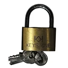 Keystone Brass Padlock – 1-7/8" Height – Vintage – 2 Original Keys – USA Made