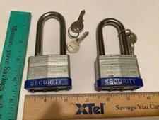 LONG SHANKLE (2 1/2') PADLOCKS (2) KEYED ALIKE W/4 KEYS