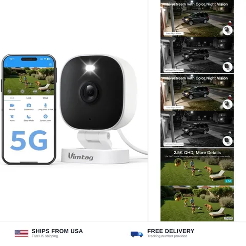 VIMTAG Security Camera Outdoor Indoor, 2.5K Cameras for Home Security Pet/Dog...