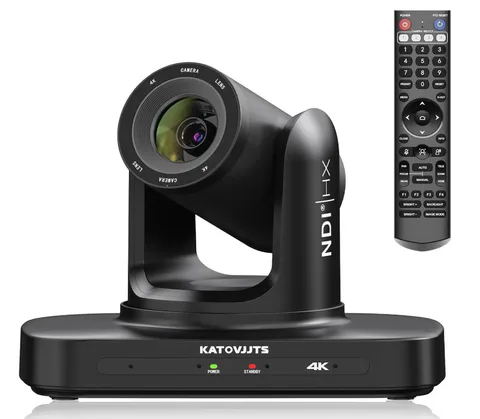 KATOVJJTS 4K PTZ Camera AI Auto Tracking 20X Optical Zoom NDI HX2 PoE HDMI