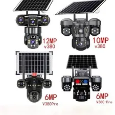 3 Lens Solar Battery Outdoor CCTV Camera 360° PTZ Wireless WiFi Security Camera