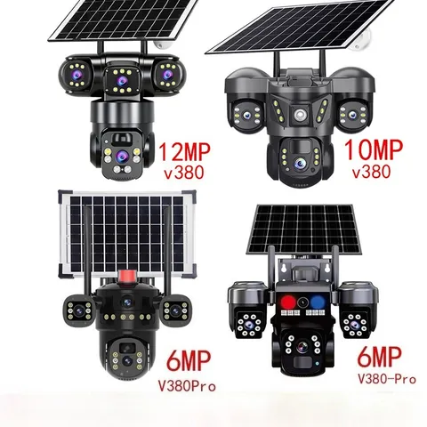 3 Lens Solar Battery Outdoor CCTV Camera 360° PTZ Wireless WiFi Security Camera