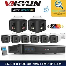 VIKYLIN SmartFind 8POE 16CH NVR System Dual lens Color Panoramic 4MP Camera Lot