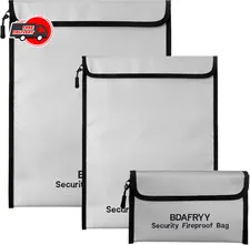 3 Pcs Fireproof Waterproof Money Important Document Bag(2000?),Fire Proof Bag fo