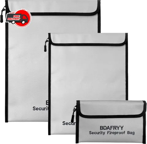 3 Pcs Fireproof Waterproof Money Important Document Bag(2000?),Fire Proof Bag fo