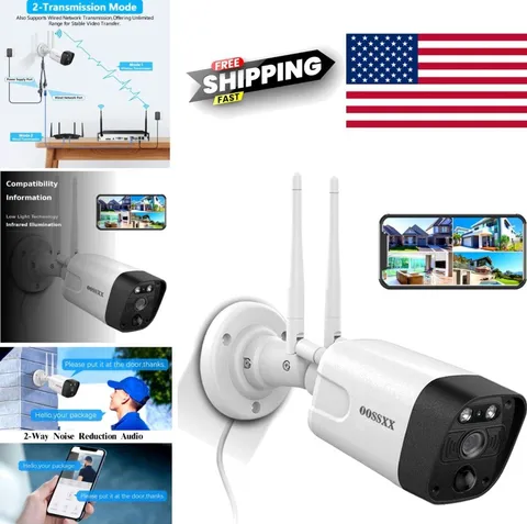 5MP Wireless Outdoor Security Camera, PIR Detection, Night Vision, 2-Way Audio
