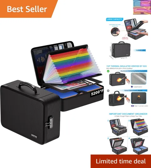 5200℉ Soft Case Fireproof Document Box with Lock,Fireproof Box with 25 Colorf...