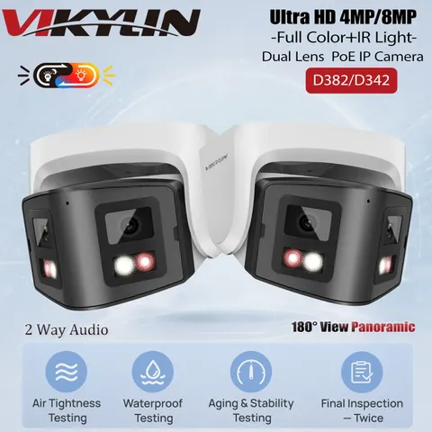 Vikylin 4K 8MP 4MP Panoramic Dual Lens Full Color IR IP Camera POE ONVIF NDAA