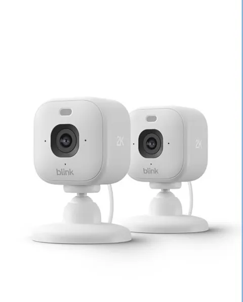 NEW 2 PACK Blink Mini 2k+ Cameras Indoor/Outdoor Plug-in 2K Video WHITE