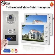 2-Unit 7-Inch Wired Video Door Phone System, Apartment Intercom Kit with Indoor