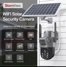 Smart Solar - Powered Dual-Lens PTZ Wifi Security Camera - 360 Outdoor Surveilla
