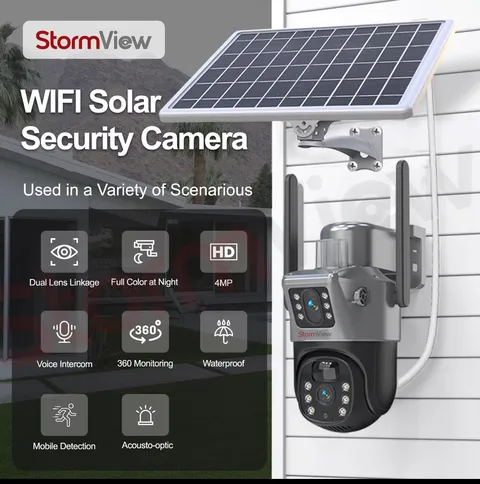 Smart Solar - Powered Dual-Lens PTZ Wifi Security Camera - 360 Outdoor Surveilla