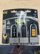 Master Lock 1-3/4" Wide Laminated Stainless Steel Padlock 3-Pack - New